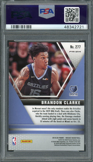 Brandon Clarke Memphis Grizzles 2019 Panini Mosaic Reative Blue Prizm Basketball Rookie Card RC #277 Graded PSA 9 MINT-Powers Sports Memorabilia