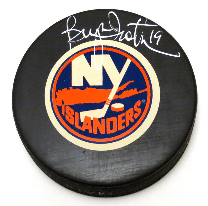 Bryan Trottier Signed New York Islanders Logo Hockey Puck - Beckett-Powers Sports Memorabilia