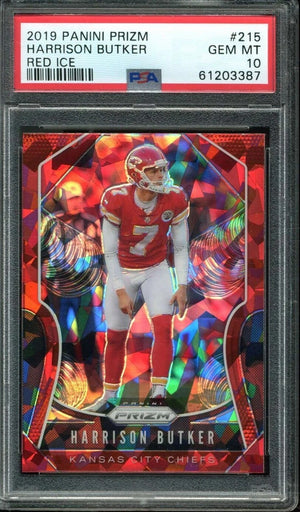 Harrison Butker 2019 Panini Prizm Red Ice Football Card #215 Graded PSA 10-Powers Sports Memorabilia