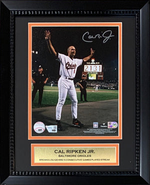 Cal Ripken Jr Autographed Baltimore Orioles 2131 Consecutive Game Streak Signed Baseball 8x10 Framed Photo Fanatics Authentic COA-Powers Sports Memorabilia
