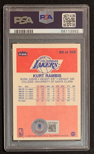 Kurt Rambis 1986 Fleer Basketball Signed Rookie Card #89 Auto Graded PSA 9-Powers Sports Memorabilia