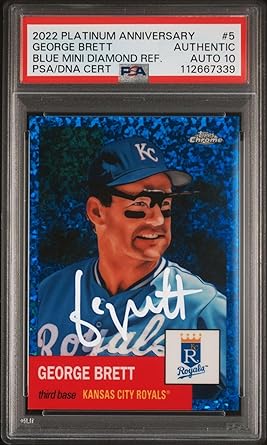 George Brett 2022 Topps Chrome Diamond Blue Refractor Card #5 Auto PSA 10 13/199-Powers Sports Memorabilia