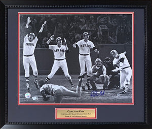 Carlton Fisk Autographed Boston Red Sox 1975 World Series Game 6 Home Run Signed 16x20 Framed Baseball Photo Fanatics Authentic COA