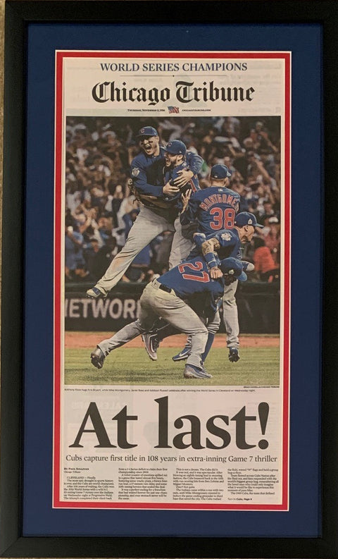 CHICAGO CUBS 2016 ORIGINAL FRAMED NEWSPAPER