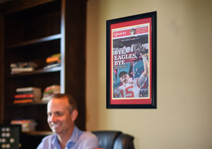 Kansas City Chiefs Super Bowl 57 LVII Champions Original Front Page KC Star Framed Newspaper With Patrick Mahomes 2/14/23-Powers Sports Memorabilia