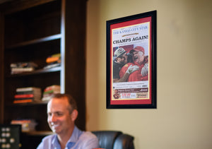Kansas City Chiefs Super Bowl 57 LVII Champions Original Front Page KC Star 14x26 Framed Newspaper With Travis Kelce Andy Reid 2/14/23 CHAMPS-Powers Sports Memorabilia