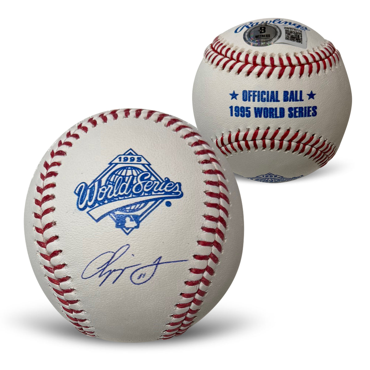 Chipper Jones Autographed 1995 World Series Signed Baseball Beckett COA With UV Display Case-Powers Sports Memorabilia