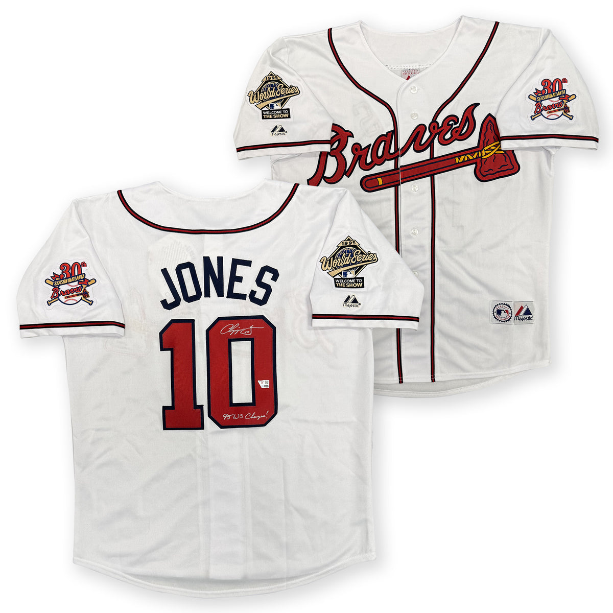 Chipper Jones Signed Braves 1995 World Series Jersey Fanatics-Powers Sports Memorabilia