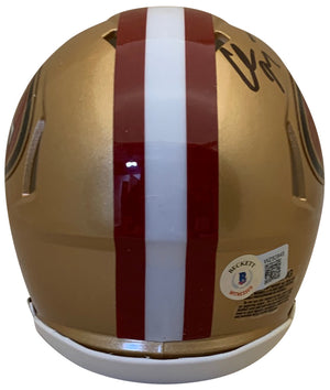 Christian McCaffrey Autographed San Francisco 49ers Signed Football Mini Helmet Beckett COA-Powers Sports Memorabilia