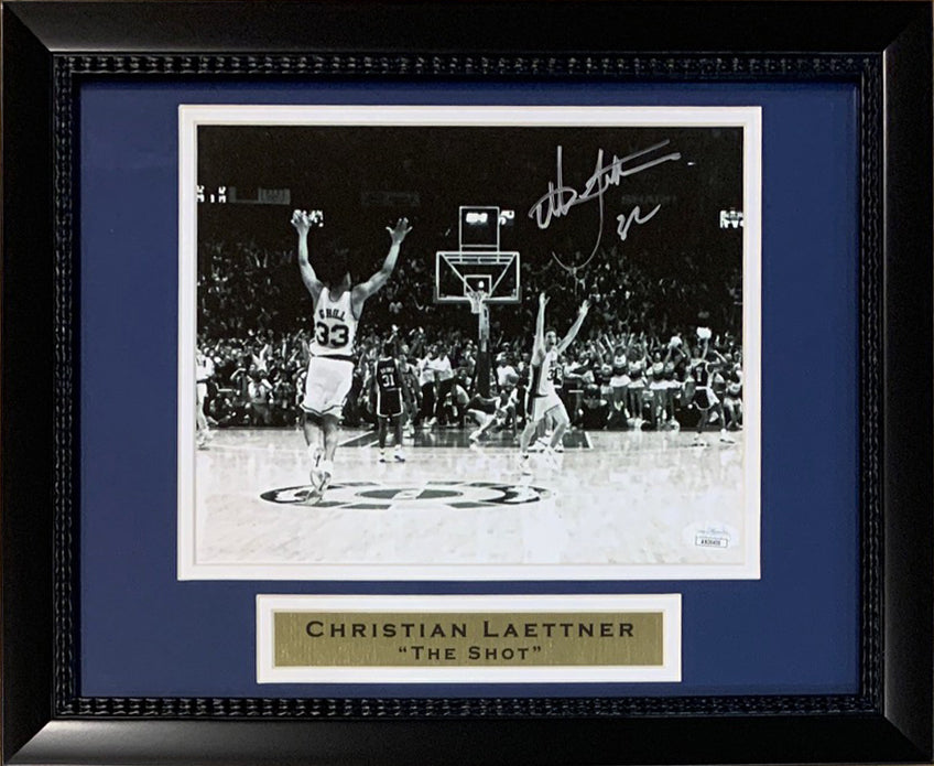 Christian Laettner Autographed Duke Blue Devils Signed THE SHOT Basketball Framed 8x10 Photo JSA COA 5-Powers Sports Memorabilia
