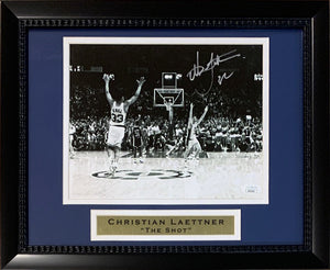 Christian Laettner Autographed Duke Blue Devils Signed THE SHOT Basketball Framed 8x10 Photo JSA COA 5-Powers Sports Memorabilia