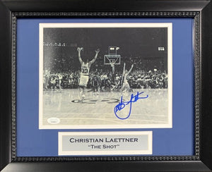 Christian Laettner Autographed Duke Blue Devils Signed THE SHOT Basketball Framed 8x10 Photo JSA COA 5-Powers Sports Memorabilia