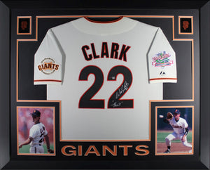 Will Clark Autographed San Francisco Giants 1989 World Series Signed Majestic White Baseball Framed Jersey THRILL Inscription TRISTAR Authenticated-Powers Sports Memorabilia