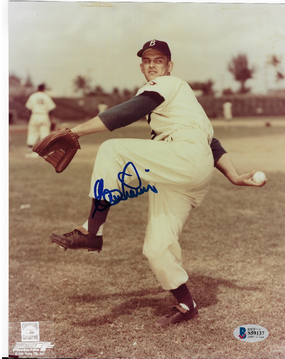 Clem Labine Autographed Brooklyn Dodgers 8x10 Photo Beckett Authenticated-Powers Sports Memorabilia