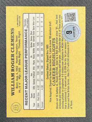 Roger Clemens 1985 Donruss Signed Baseball Rookie Card #273 Beckett Authenticated-Powers Sports Memorabilia