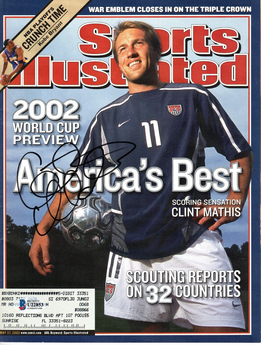 Clint Mathis Autographed USA World Cup Soccer Sports Illustrated 2002 World Cup Preview 5/27/02 Beckett Authenticated-Powers Sports Memorabilia