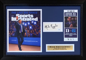 Mike Krzyzewski Coach K Autographed Duke Blue Devils Basketball Final Game Signed Photo Framed 14x20 Display JSA COA 4-Powers Sports Memorabilia