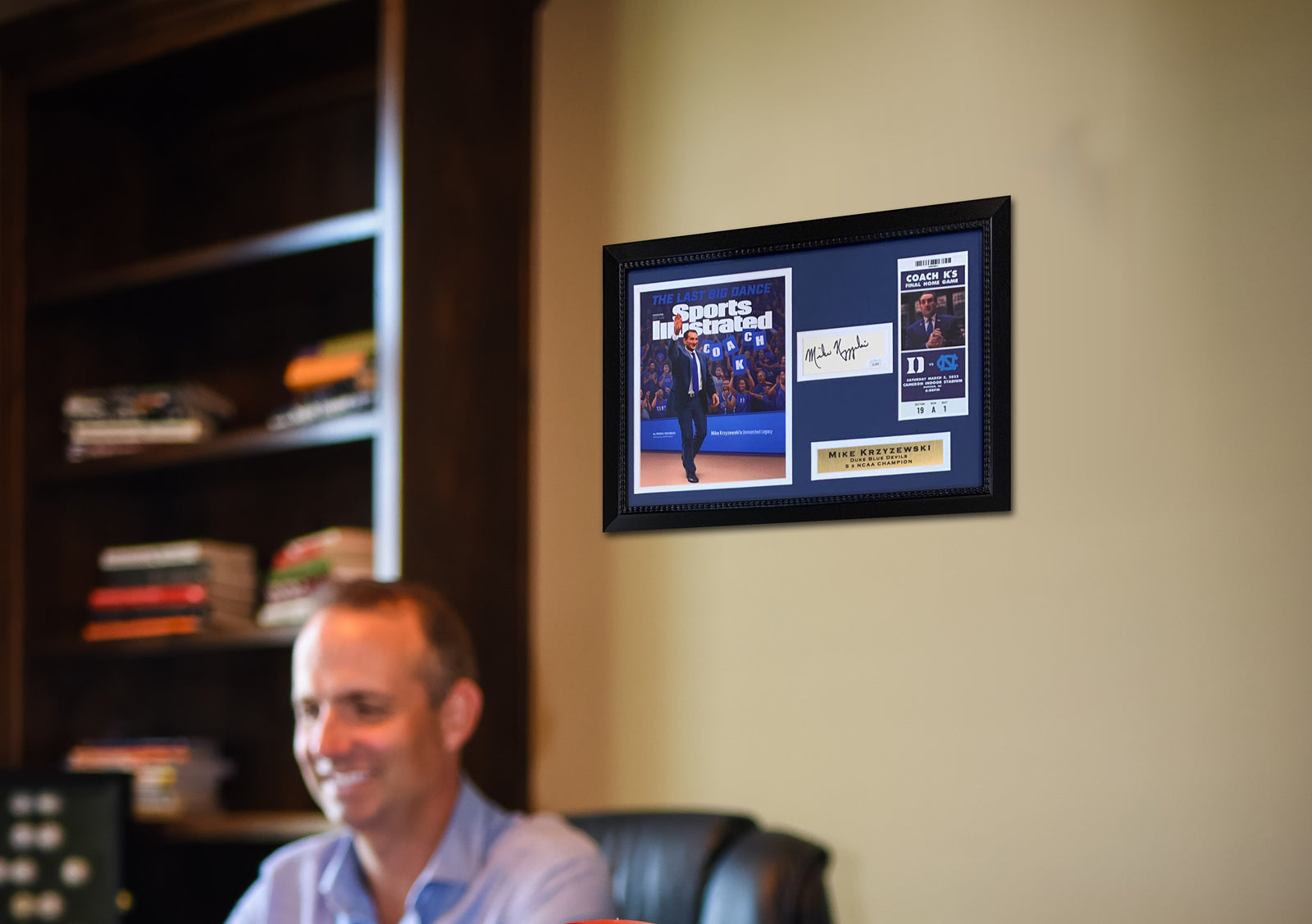 Mike Krzyzewski Coach K Autographed Duke Blue Devils Basketball Final Game Signed Photo Framed 14x20 Display JSA COA 4-Powers Sports Memorabilia