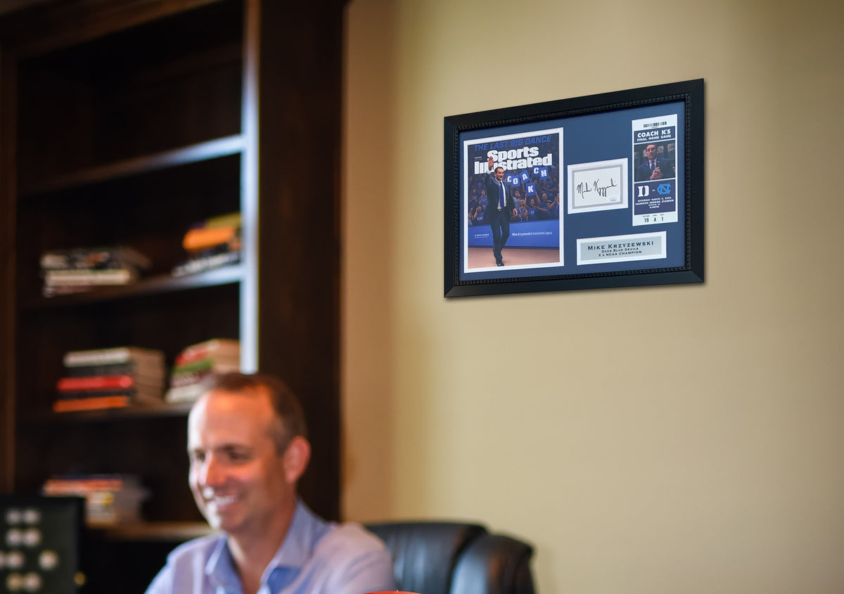 Mike Krzyzewski Coach K Autographed Duke Blue Devils Basketball Final Game Signed Photo Framed 14x20 Display JSA COA 2-Powers Sports Memorabilia