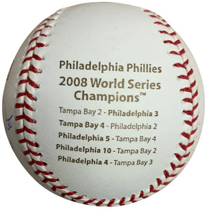 Cole Hamels Autographed 2008 World Series MVP Stats Signed Baseball Beckett COA With UV Display Case-Powers Sports Memorabilia