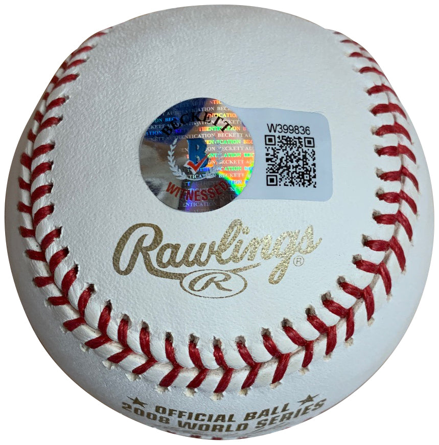 Cole Hamels Autographed 2008 World Series MVP Signed Baseball Beckett COA With UV Display Case-Powers Sports Memorabilia