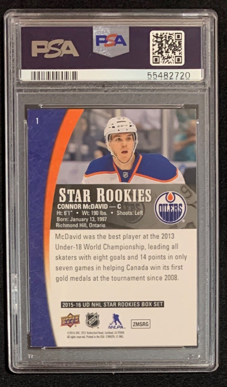 Connor McDavid 2015 Upper Deck Star Rookies Hockey Card #1 Graded PSA 10-Powers Sports Memorabilia