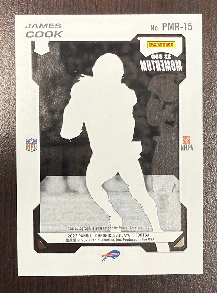 James Cook 2022 Panini Chronicles Playoff Momentum Buffalo Bills Signed Football Rookie Card #PMR-15 Auto-Powers Sports Memorabilia