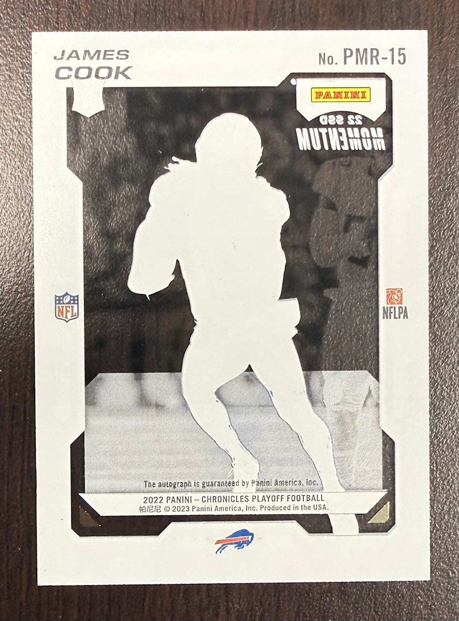 James Cook 2022 Panini Chronicles Playoff Momentum Buffalo Bills Signed Football Rookie Card #PMR-15 Auto-Powers Sports Memorabilia