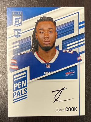 James Cook 2022 Donruss Elite Pen Pals Buffalo Bills Signed Football Rookie Card #PP-JC Auto-Powers Sports Memorabilia