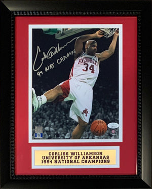 Corliss Williamson Autographed Arkansas 1994 Signed Framed 11x14 Photo JSA COA-Powers Sports Memorabilia