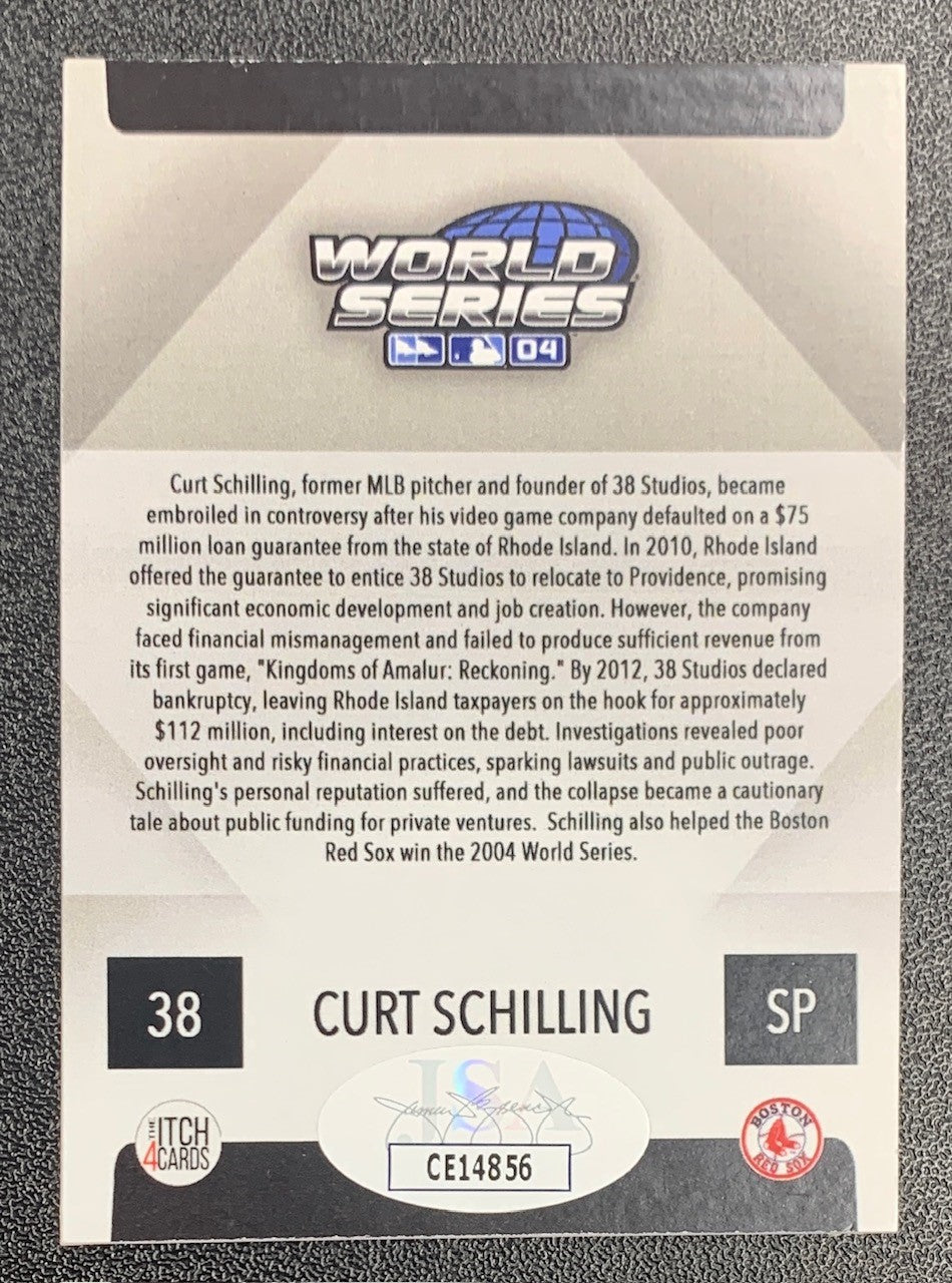 Curt Schilling Autographed 2004 World Series Signed Baseball Card JSA COA-Powers Sports Memorabilia