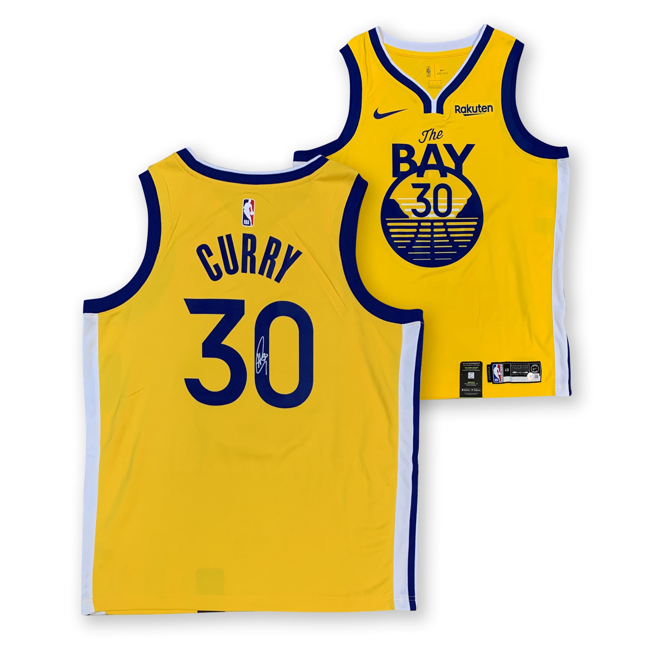 Golden State Warriors Stephen Curry Autographed Yellow Nike Swingman Jersey  Size 48 Beckett BAS QR Stock #
