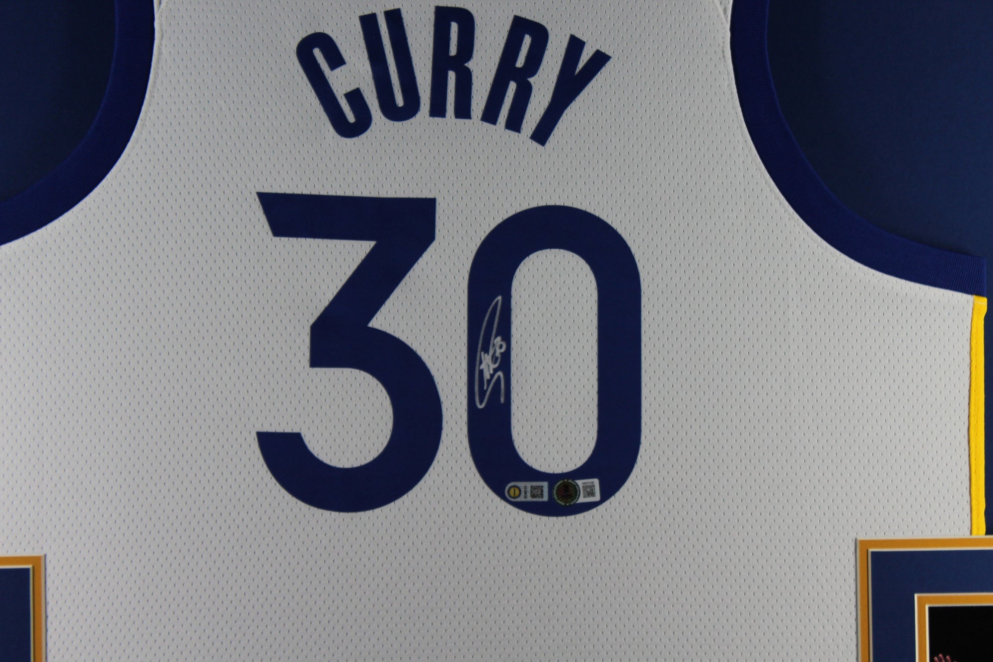 Stephen Curry Autographed Golden State Warriors Signed Nike Swingman White Framed Jersey Beckett COA-Powers Sports Memorabilia