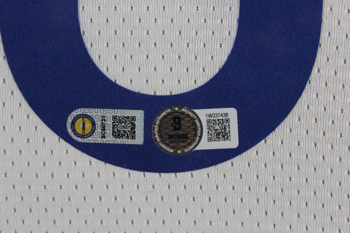 Stephen Curry Autographed Golden State Warriors Signed Nike Swingman White Framed Jersey Beckett COA-Powers Sports Memorabilia