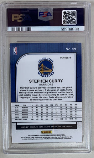 Stephen Curry 2019 Panini Hoops Premium Stock Pulsar Basketball Card #59 Graded PSA 10-Powers Sports Memorabilia