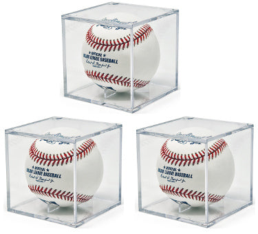 Baseball 1-Ball ACRYLIC Display Case Holder/Cube- 3 Pack- NEW (Grandstand)-Powers Sports Memorabilia