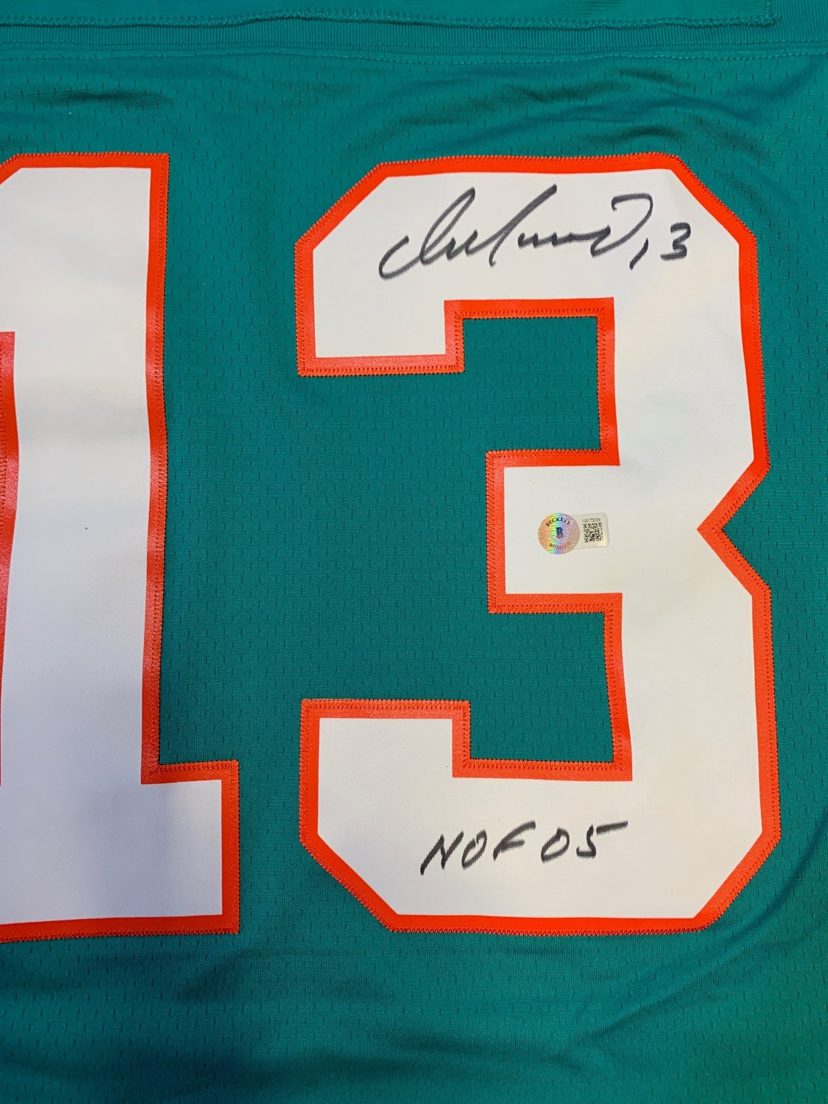 Dan Marino Autographed Miami Dolphins Mitchell & Ness Teal Signed Football Jersey Beckett COA HOF 05-Powers Sports Memorabilia