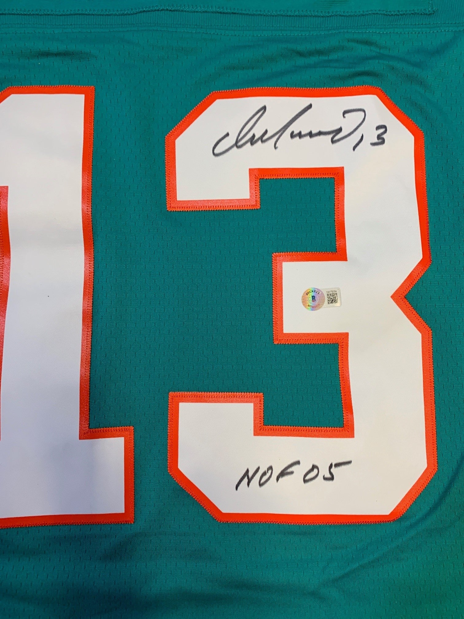 Dan Marino Autographed Miami Dolphins Mitchell & Ness Teal Signed Football Jersey Beckett COA HOF 05-Powers Sports Memorabilia
