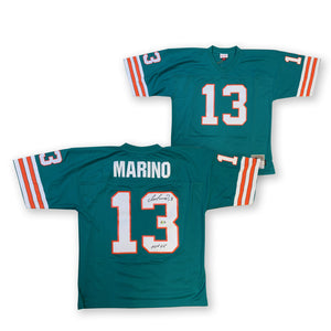 Dan Marino Autographed Miami Dolphins Mitchell & Ness Teal Signed Football Jersey Beckett COA HOF 05-Powers Sports Memorabilia