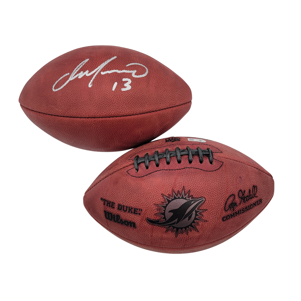 Dan Marino Signed Miami Dolphins NFL Duke Metallic Logo Football | - Beckett-Powers Sports Memorabilia