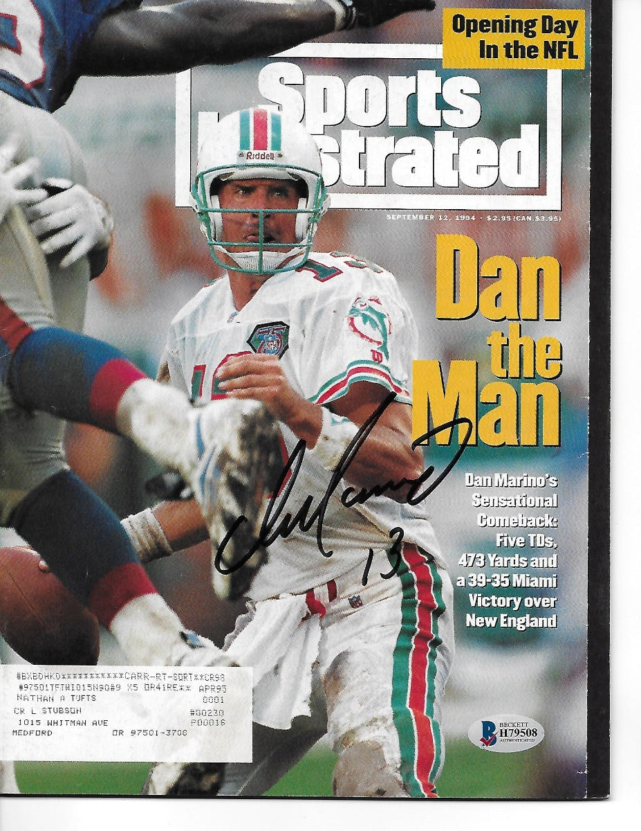 Dan Marino Autographed Miami Dolphins Dan The Man Sports Illustrated 9/12/94 Beckett Authenticated-Powers Sports Memorabilia