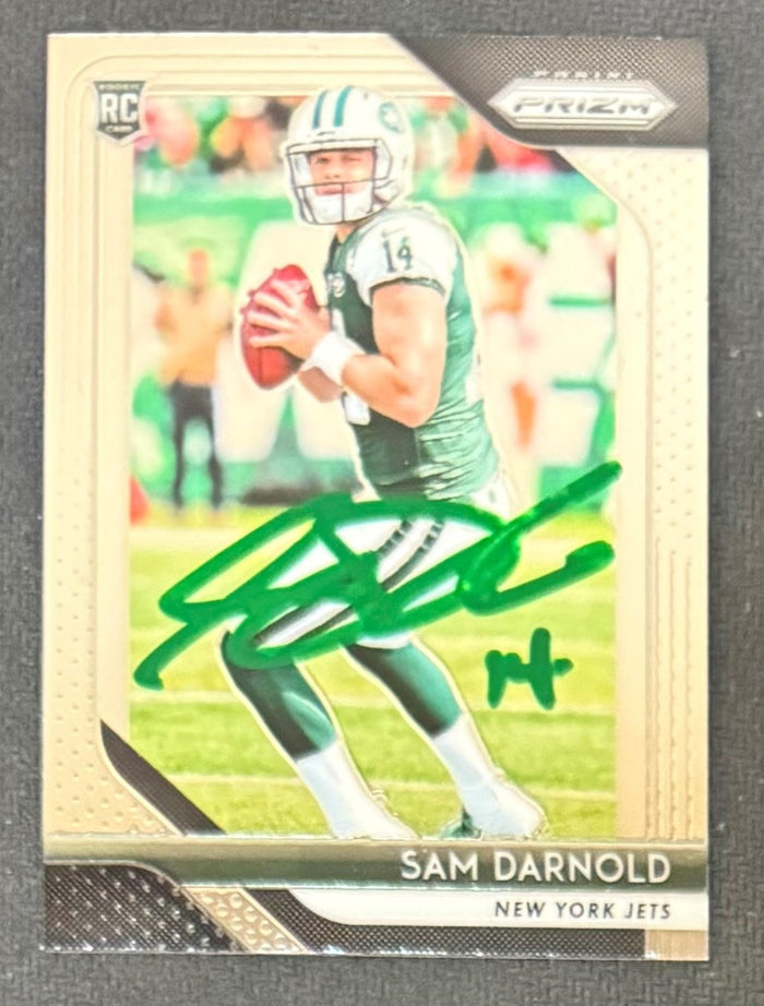Sam Darnold 2018 Panini Prizm Signed Football Rookie Card #203 Auto Beckett Witness Cert #4W539134-Powers Sports Memorabilia