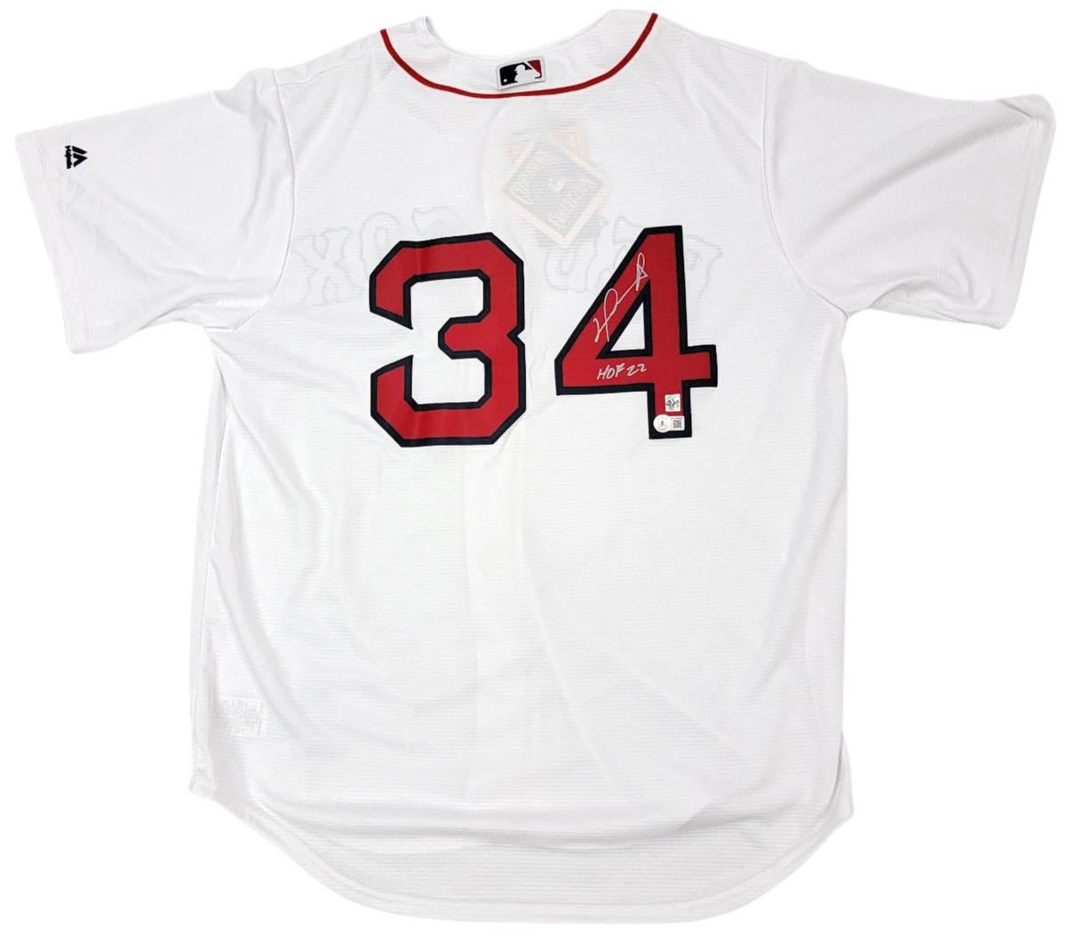 David Ortiz Autographed Boston Red Sox Replica Jersey W/ HOF 22 Beckett Witnessed-Powers Sports Memorabilia