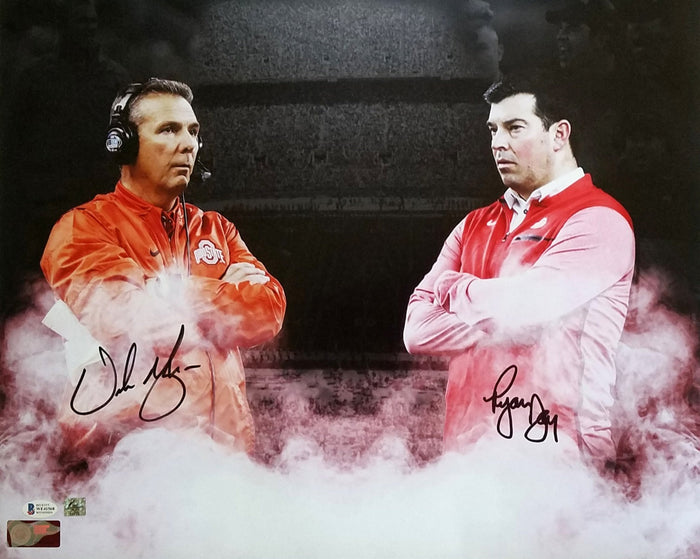 Ryan Day & Urban Meyer Signed Ohio State Buckeyes 16x20 - Beckett-Powers Sports Memorabilia