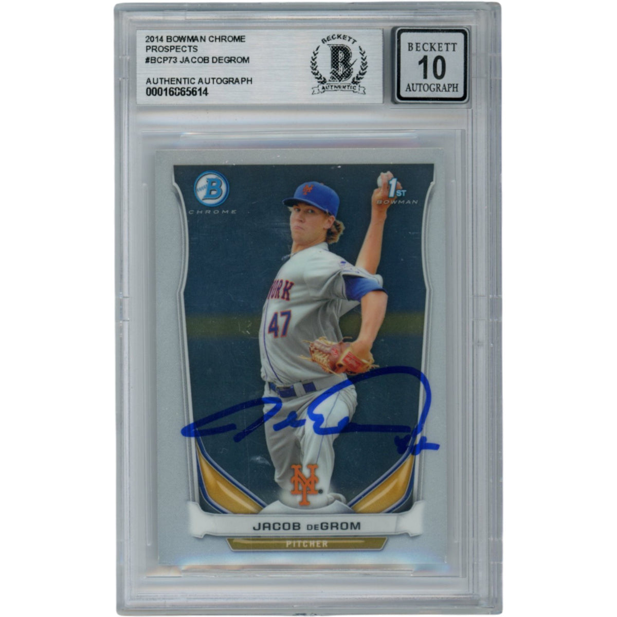 Jacob deGrom New York Mets Signed Card - 2014 Bowman Chrome Prospects #BCP73 Beckett Beckett-Powers Sports Memorabilia
