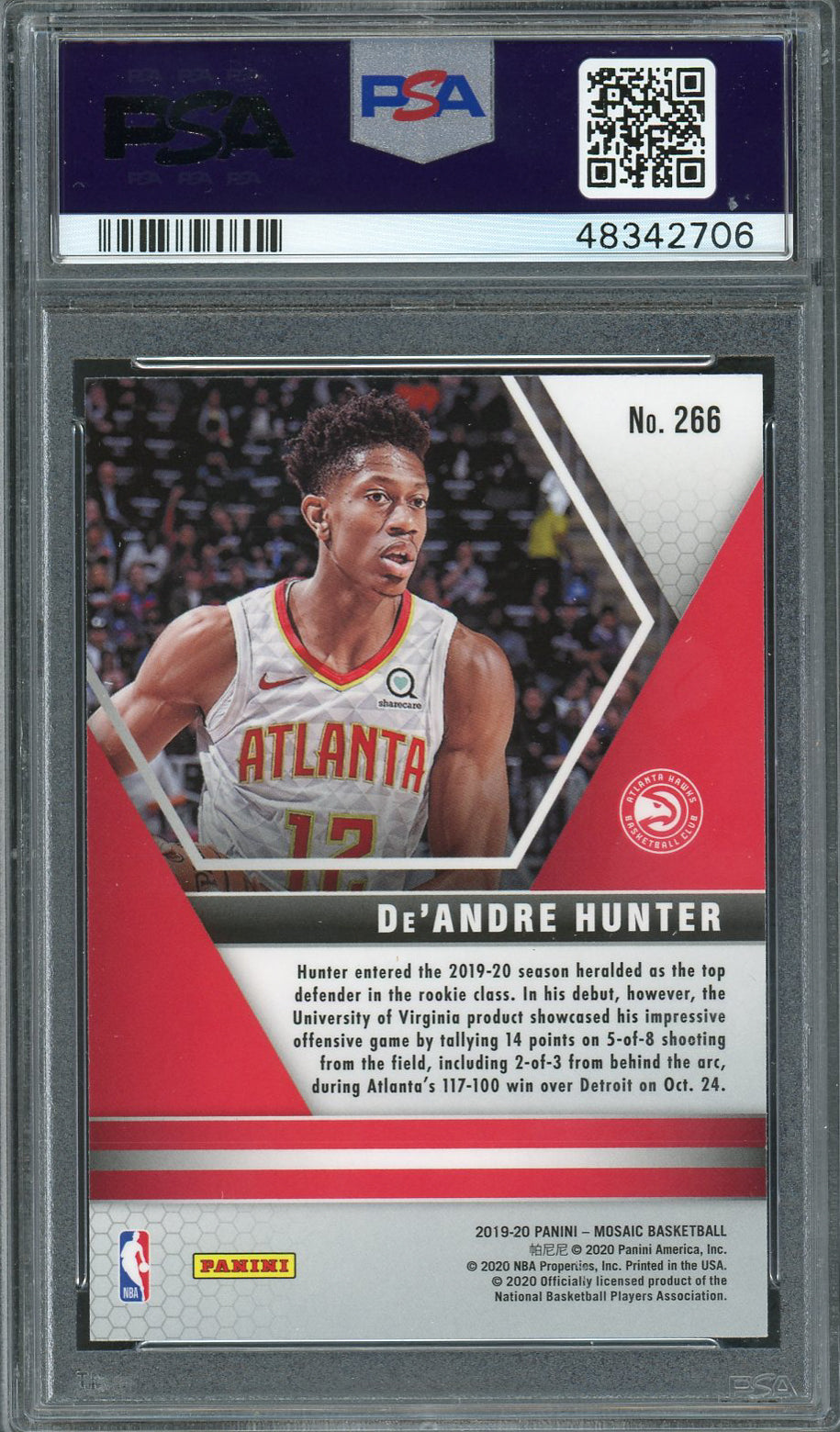 De'Andre Hunter 2019 Panini Mosaic Basketball Rookie Card #266 Graded PSA 10-Powers Sports Memorabilia