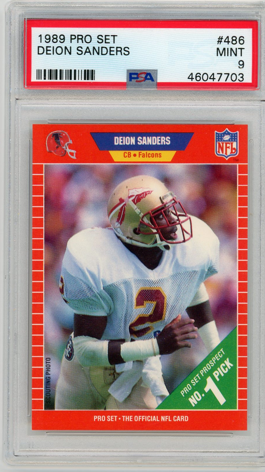 Deion Sanders 1989 Pro Set Football Rookie Card RC #486 Graded PSA 9-Powers Sports Memorabilia