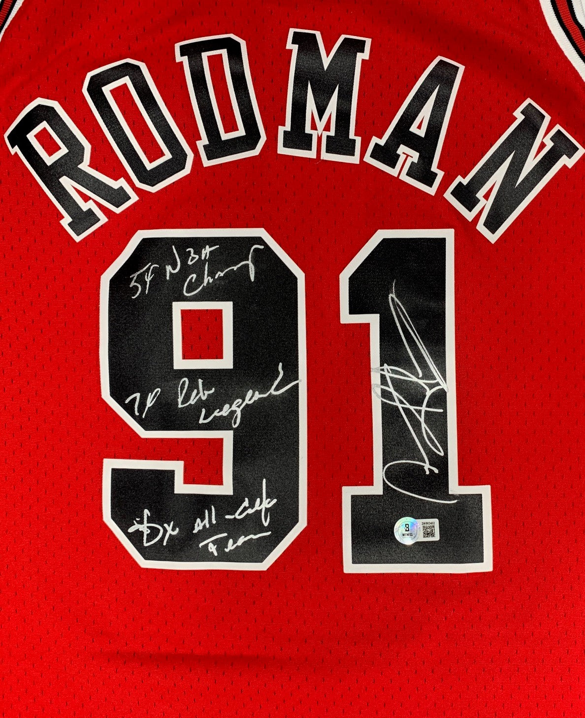 Dennis Rodman Autographed Chicago Bulls Signed Mitchell & Ness Basketball Jersey Beckett COA 3 INSCRIPTIONS-Powers Sports Memorabilia