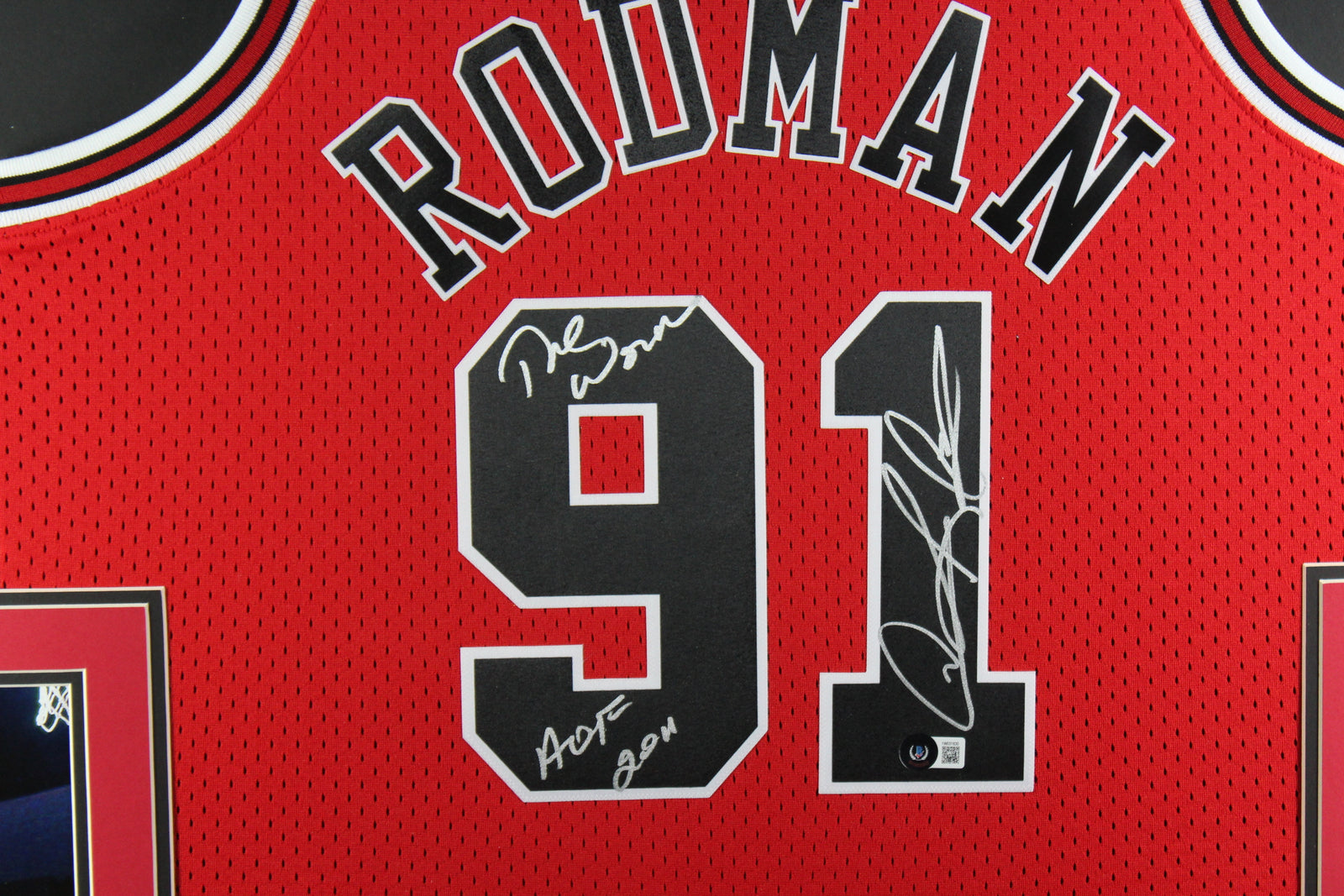 Dennis Rodman Autographed Chicago Bulls Signed Mitchell & Ness Swingman Framed Jersey WORM HOF 2011 Beckett COA