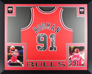 Dennis Rodman Autographed Chicago Bulls Signed Mitchell & Ness Swingman Framed Jersey WORM HOF 2011 Beckett COA